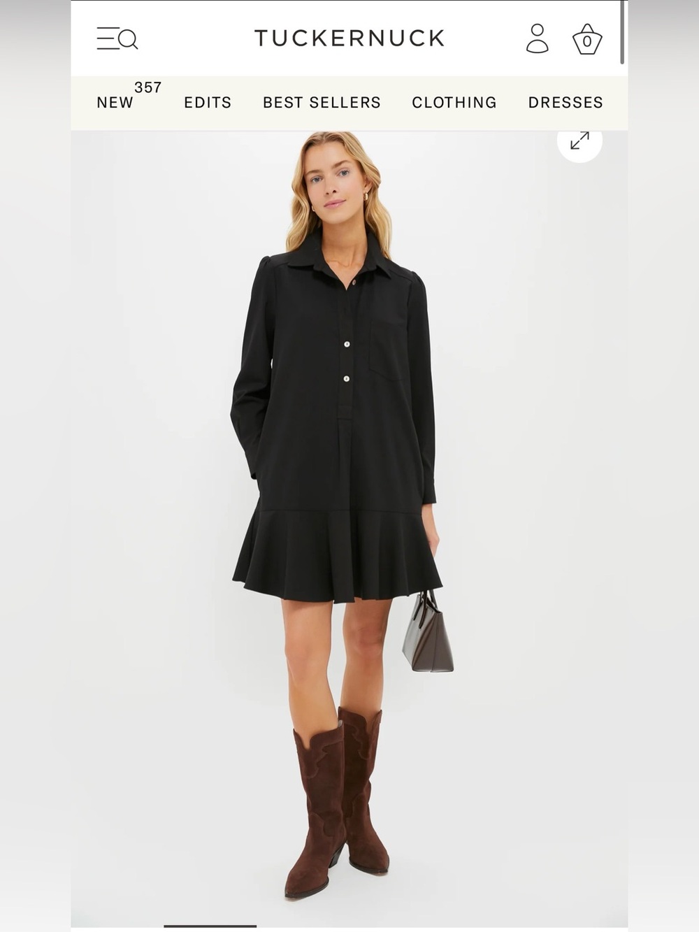 Tuckernuck Black Crepe Callahan Shirt Dress
